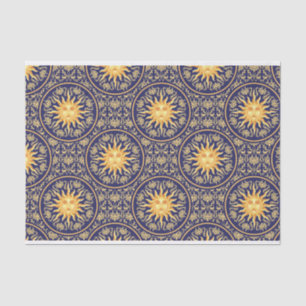 Papel De Seda Linda Vintage Celestial Sun Patterno