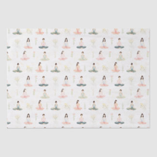 Papel De Seda Linda Watercolor Yoga Girls Meditando Natureza