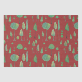 Papel De Seda Lindas árvores de aquarela