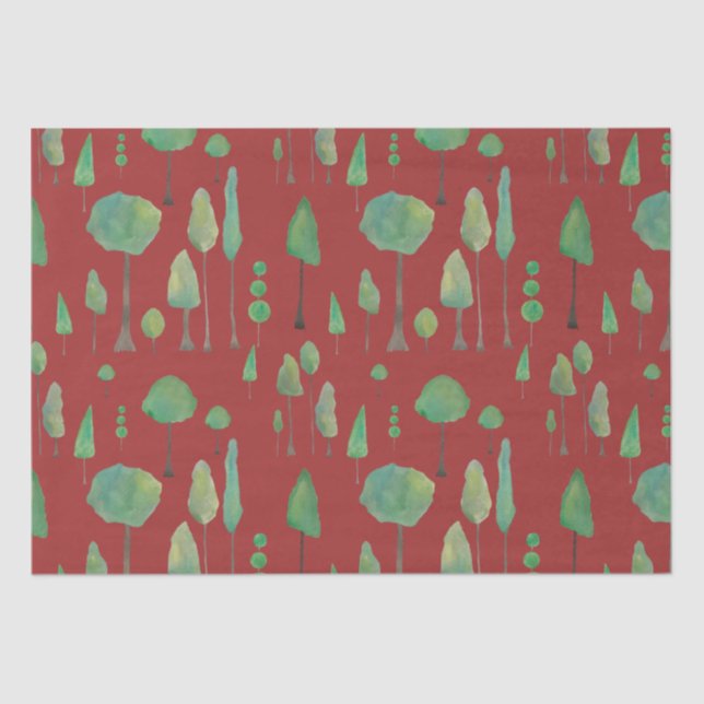 Papel De Seda Lindas árvores de aquarela (Frente )