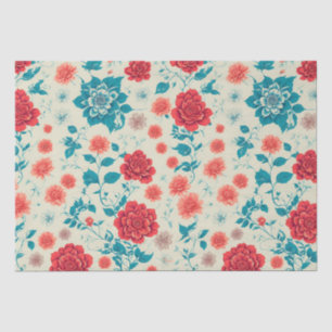 Papel De Seda Lindas Cores De Vintagem De Padrão Floral