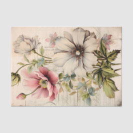 Papel De Seda Lindas Flores Botânicas Inspiradas em Antiguidades
