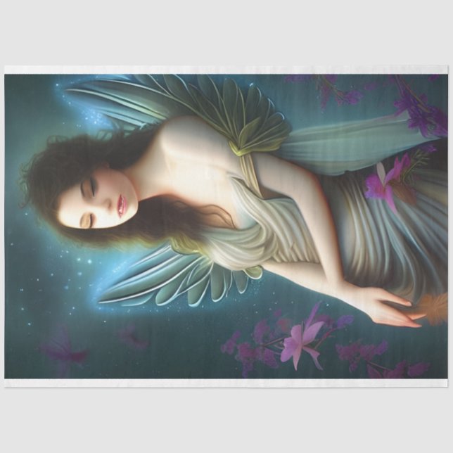 Papel De Seda Lindo Anjo Vintage Flores Desencontradas Decoupage (Frente )