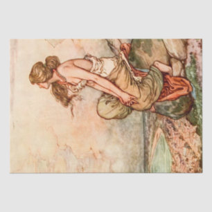 Papel De Seda Lindo Desenho Contemplativo Lady Vintage