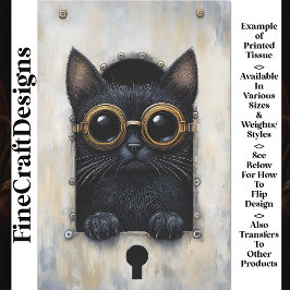 Papel De Seda Lindo Gatinho Preto Espiando Steampunk AP4 Decoupa