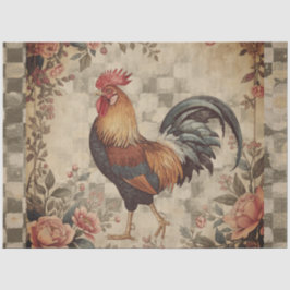 Papel De Seda Lindo padrão de galo e flores vintage