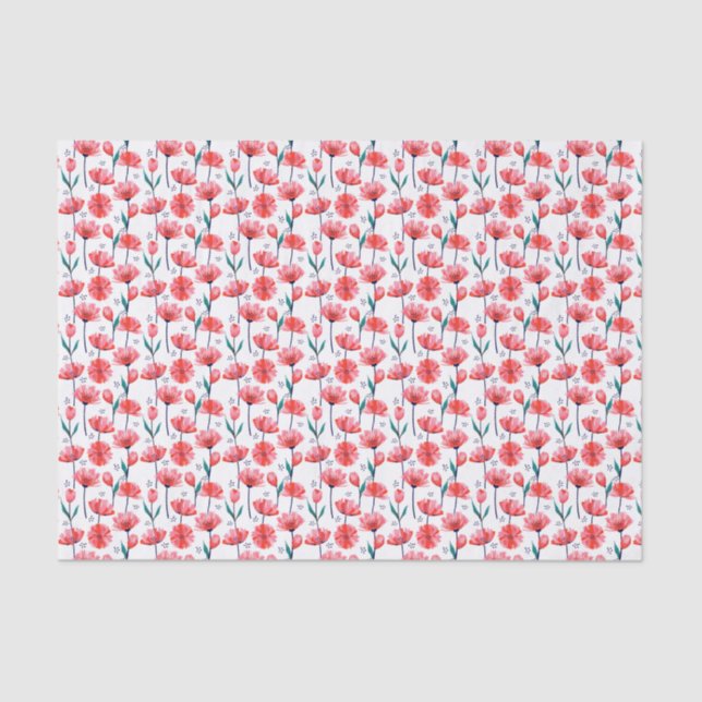 Papel De Seda Lindo padrão floral de tulipas cor-de-rosa (Frente )