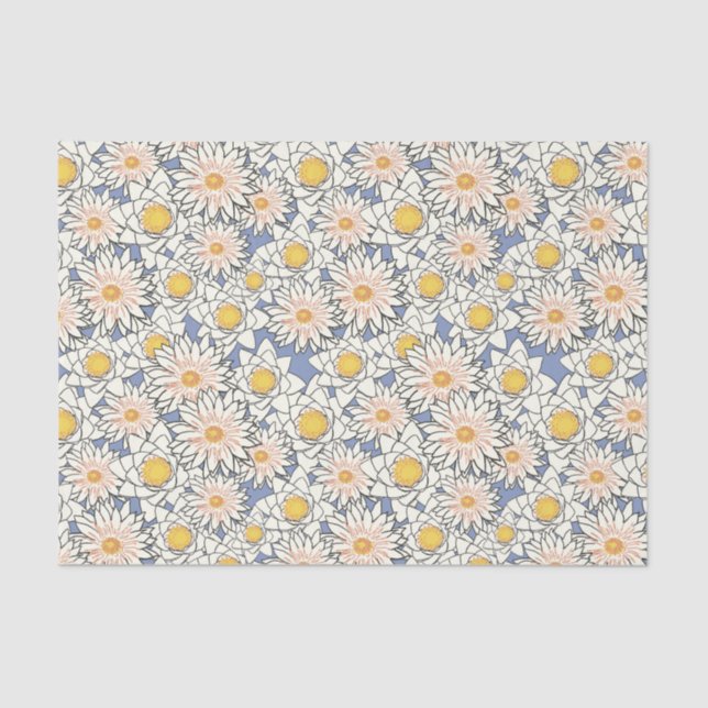 Papel De Seda Lindo padrão retrô clássico l Flores amarelas (Frente )