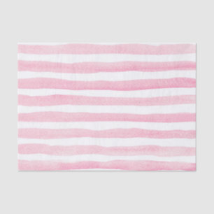 Papel De Seda Lindo Rosa Suave e Branco Listrado em Aquarela