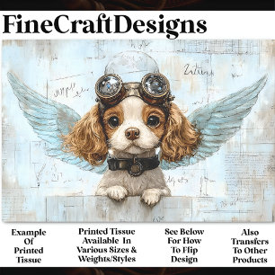 Papel De Seda Lindo Spaniel Steampunk Com Asas AW1 Decoupage