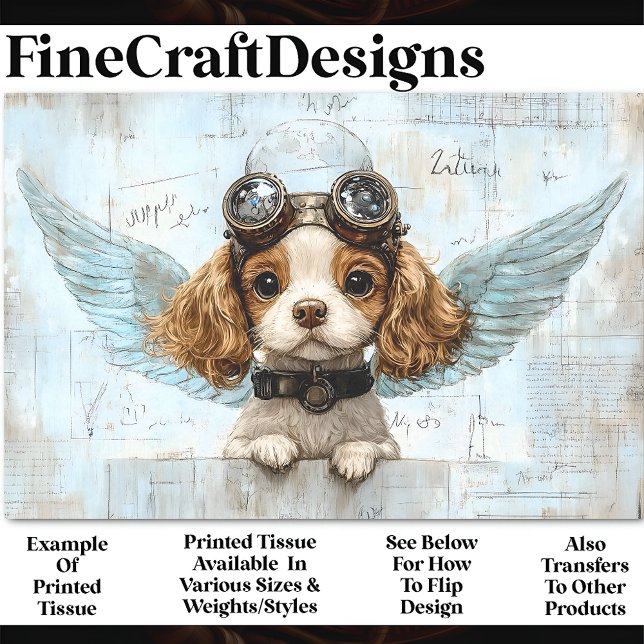 Papel De Seda Lindo Spaniel Steampunk Com Asas AW1 Decoupage (Criador carregado)