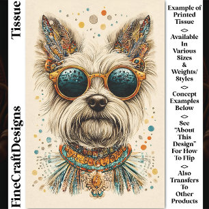 Papel De Seda Lindo Westie Boho Chic Caprichoso Cachorro CK7 Dec