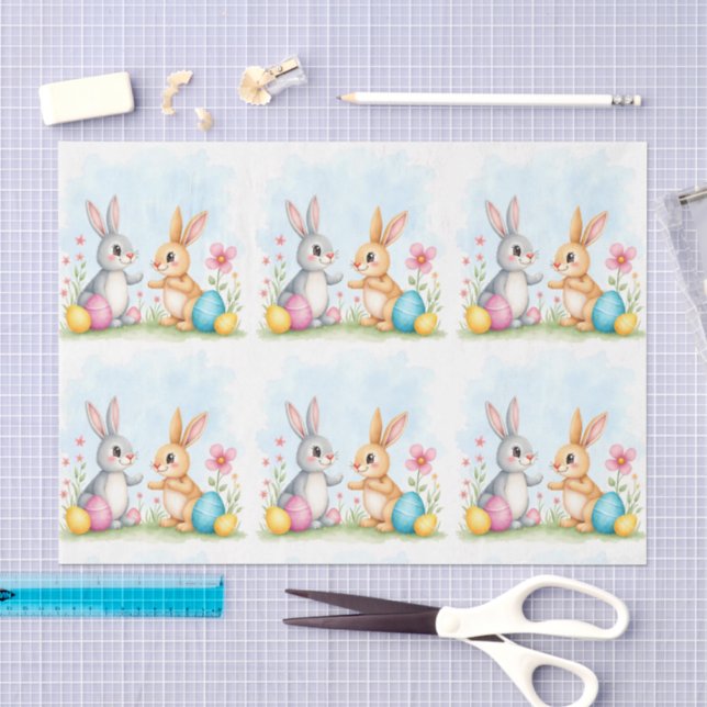 Papel De Seda Lindos Coelhos de Páscoa Bonitos Coleção Moderna (Arte )