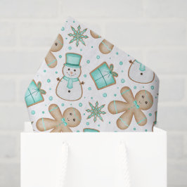 Papel De Seda Lindos Miúdos Biscoitos de Natal em Azul