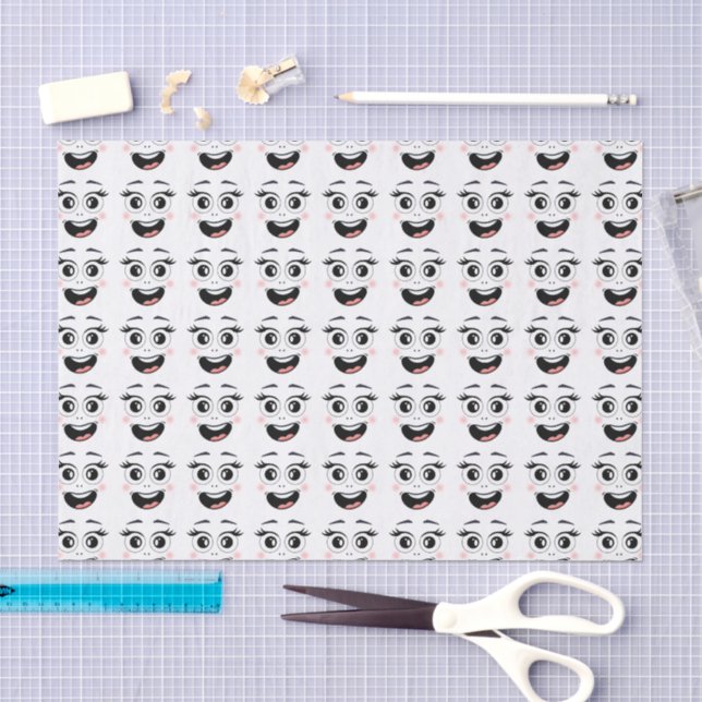 Papel De Seda lindos rostos felizes pretos e brancos (Arte )