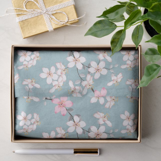 Papel De Seda Lindos Rustic Vintage Cherry Blossoms (Presente)