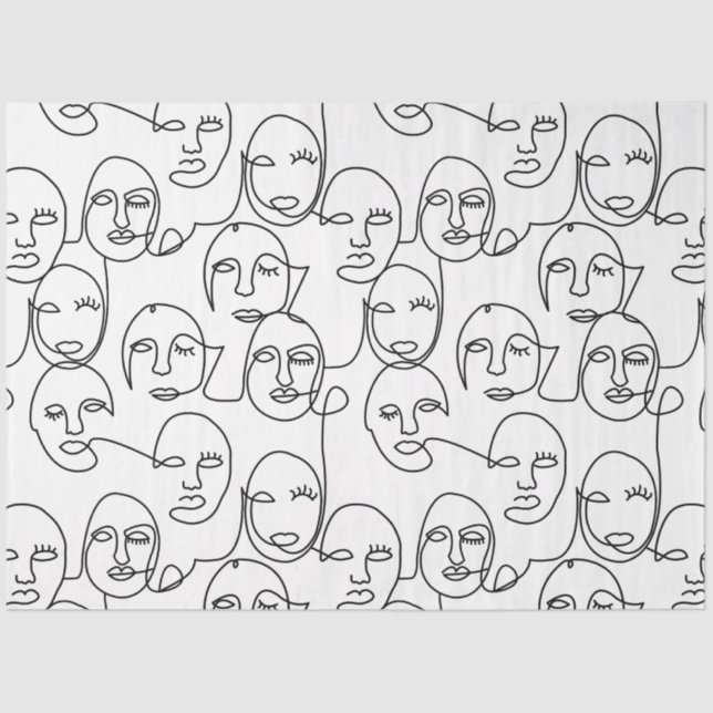 Papel De Seda Linhas Abstrato modernas enfrentam arte contínua d (Frente )