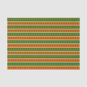 PAPEL DE SEDA LINHAS BRANCAS VERDE LARANJA DE ESTRELAS IRLANDESA