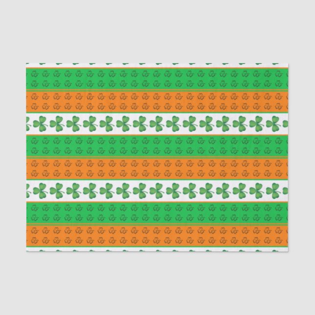 PAPEL DE SEDA LINHAS BRANCAS VERDES DE LARANJA IRLANDESAS (Frente )