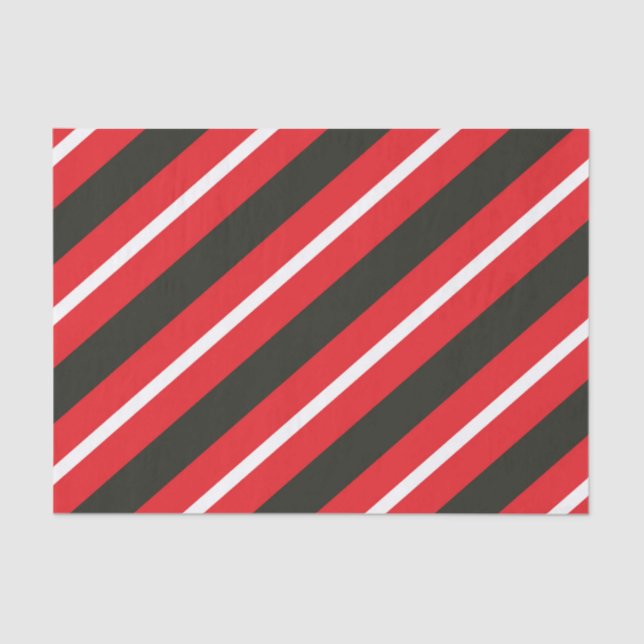 Papel De Seda Linhas de Diagonal Vermelho Preto Branco - Linhas  (Frente )