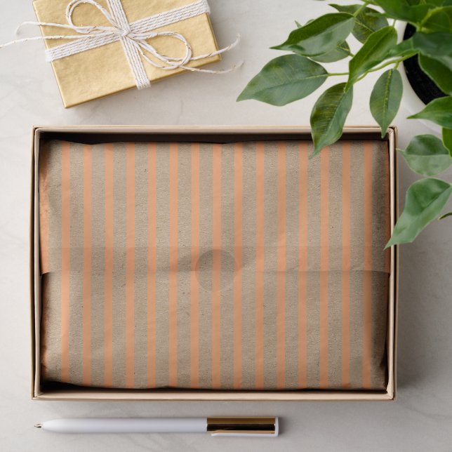 Papel De Seda Linhas De Laranja De Verão Em Castanho Russo Faux (Presente)