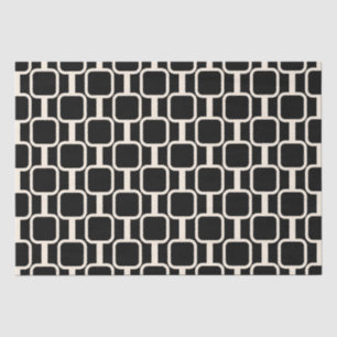Papel De Seda Links de Mod Retro-Modernos Preto Geométrico e Cre