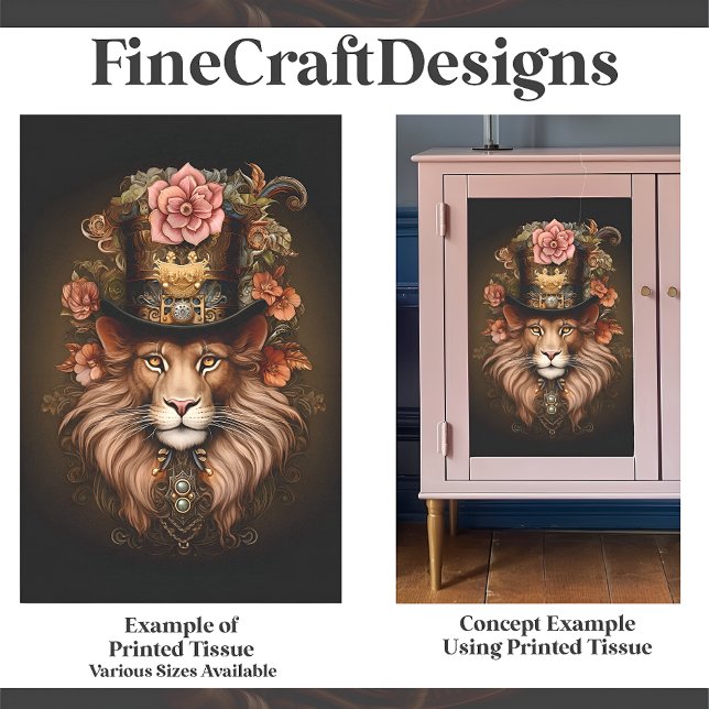 Papel De Seda Lion Floral Magnífico Steampunk Na Dissociação Do  (Criador carregado)