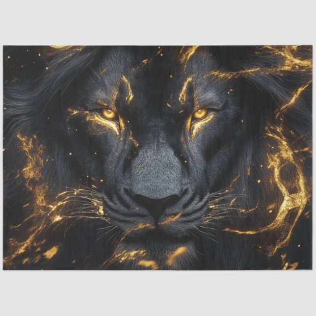 Papel De Seda Lion Preto de Intensidade de Dissociação com Fecha (Frente )