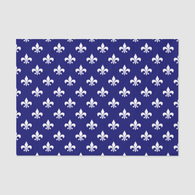 Papel De Seda Lírio Branco sobre Azul Marinho Escuro (Frente )