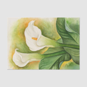 Papel De Seda Lírio Cala Branco Floral Decoupage Aquarela