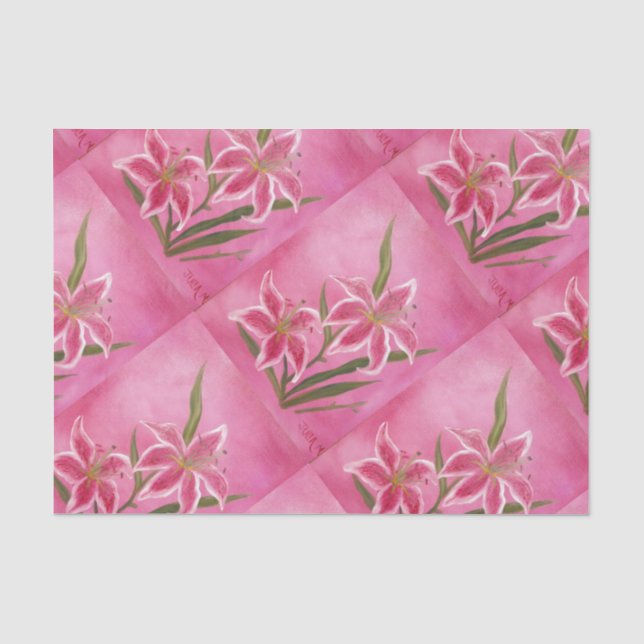 Papel De Seda lírio cor-de-rosa (Frente )