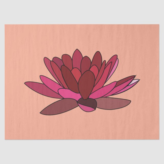 Papel De Seda Lírio de Água Rosa Vermelho (Frente )