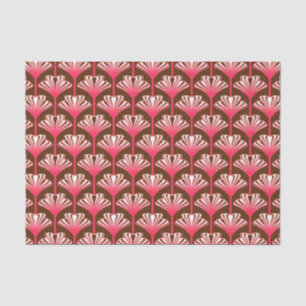 Papel De Seda Lírio do art deco, Brown escuro e rosa do coral