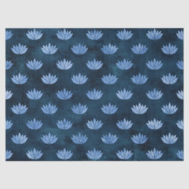 Papel De Seda Lírios de Água na Decoupage Azul Escura