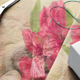 Papel De Seda Lírios Peruanos Rosa Com Pedras