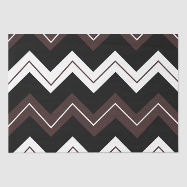 Papel De Seda Listra Chevron Preto Branco Marrom  (Frente )
