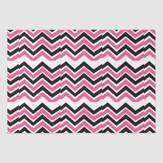Papel De Seda Listra Chevron Preto Rosa (Frente )