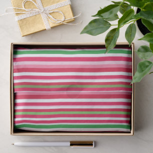 Papel De Seda Listras Bonitas Rosa, Verde e Vermelho