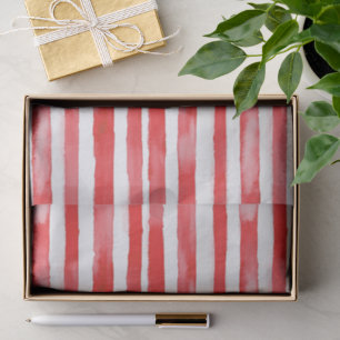 Papel De Seda Listras Brancas Vermelhas de Natal