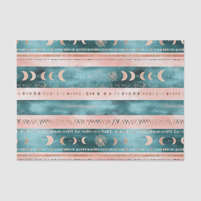 Papel De Seda Listras Celestiais Rústicas Lua Sol Terroso (Frente )