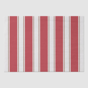 Papel De Seda Listras Clássicas de Rato Vermelho, Branco e Mocha