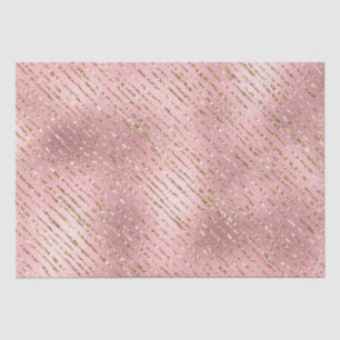 Papel De Seda Listras com Brilho Cor-de-Rosa e Dourado Glam