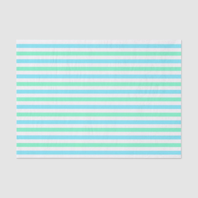 Papel De Seda Listras de Aqua e Verde Menta Fofas (Frente )