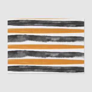 Papel De Seda Listras de Aquarela Preto e Laranja de Halloween