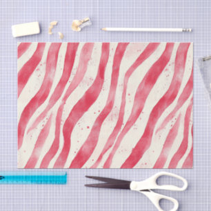 Papel De Seda Listras de Bengala de Natal Branco Vermelho