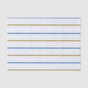 Papel De Seda Listras de brilho azul e dourado