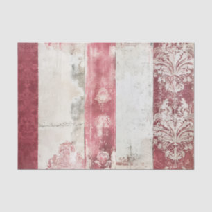 Papel De Seda Listras de Damasco Vermelho e Branco Angustiado