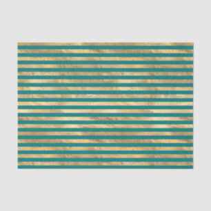 Papel De Seda Listras de folha de ouro e azul-verde