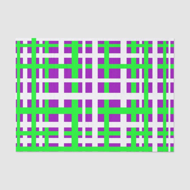 Papel De Seda Listras de Intertravamento Roxo Verde Preto (Frente )