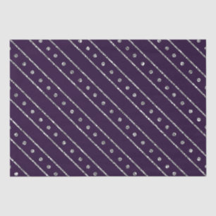 Papel De Seda Listras de Natal com Brilho Roxo e Prata Elegantes